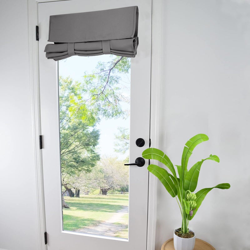 WdFour Side Door Curtains for Door Window, Room Darkening Solid Color Door Window Covering for Glass Door, Front Door Sidelight Curtain Tie up Shade 34W x 80L Inches, 1 Panel,Dark Gray. - Image 1